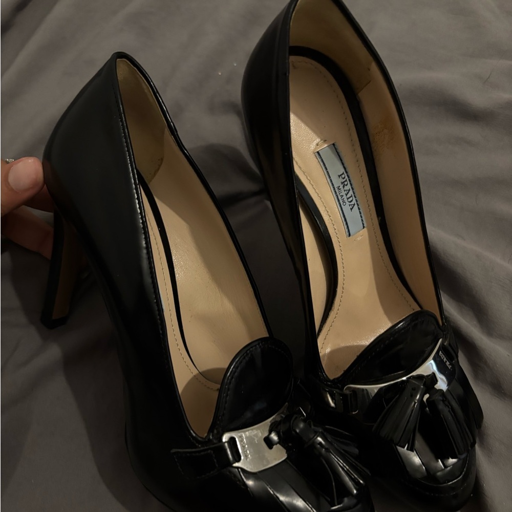 Prada Black Leather Heels